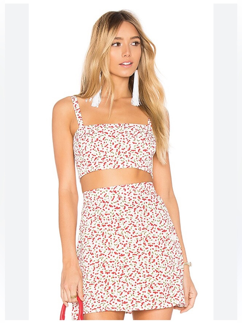 Flynn Skye White with Red Cherry Floral Print set